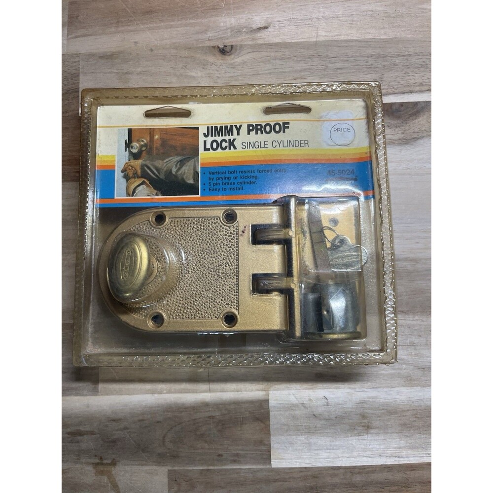 Jimmy Proof Lock Single Cylinder Gold Tone Model 45-5024 Vintage New Old Stock